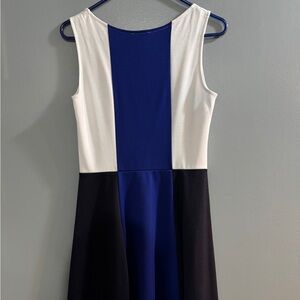 Color Block Dress - Blue, White, and Black